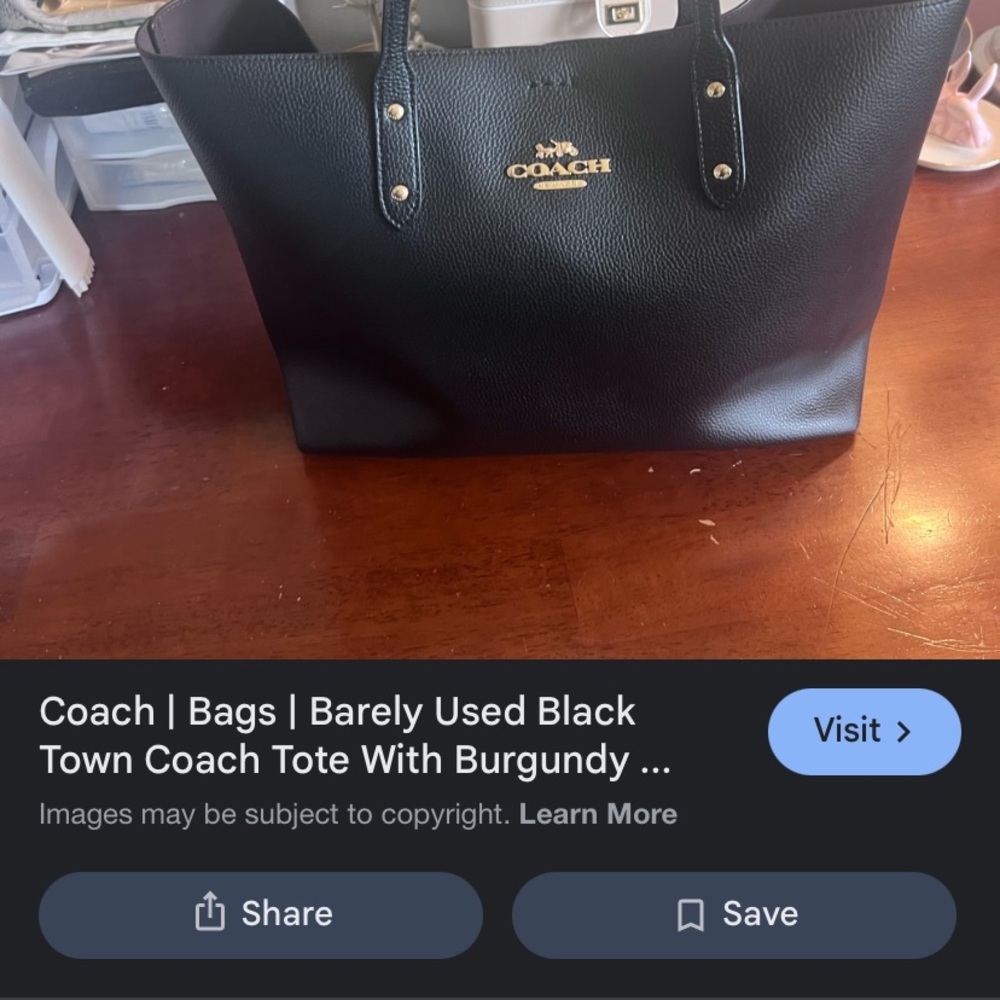 Coach Black Leather Tote Bag